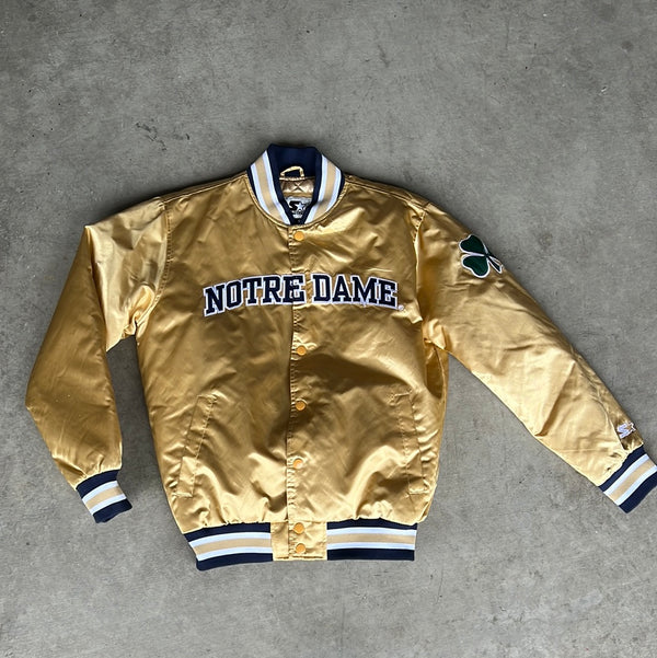 L- Starter Notre Dame College Gold Satin Jacket